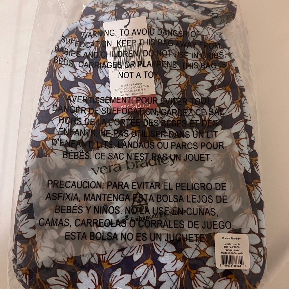 Vera Bradley Lunch Bunch Bag PawPaw Flower  NWT - Picture 3 of 3